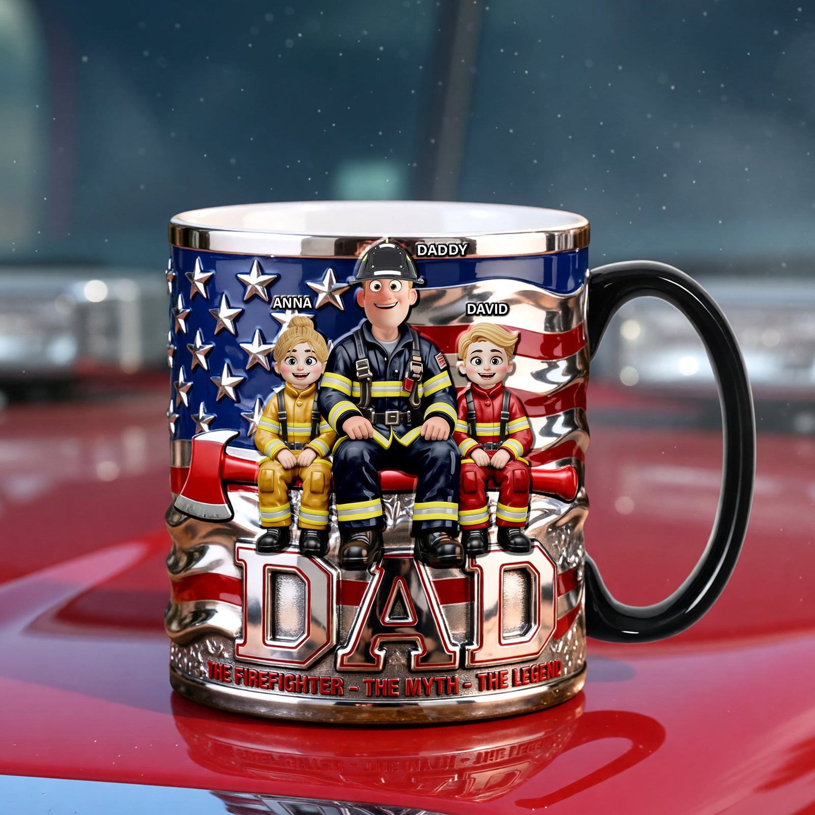 Proud American Firefighter Dad Magic Mug, Personalized Gifts For Firefighter Dads 01QHQN230526