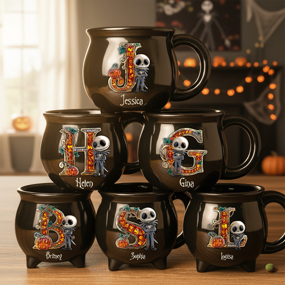 Spooky Alphabet Ceramic Cauldron Mug - Personalized Gifts For Halloween Cauldron Mug 02TGDT050925