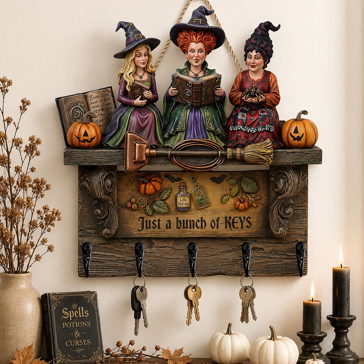 Sassy Triple Witch Key Hanger, Personalized Gifts For Witch Lovers 03qhdt250726