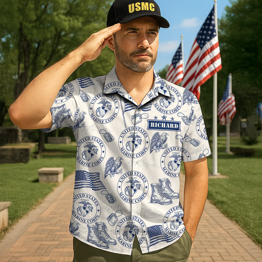 Bold Patriotic Hawaiian Shirt - Personalized Gifts For Soldier 02huqn210625
