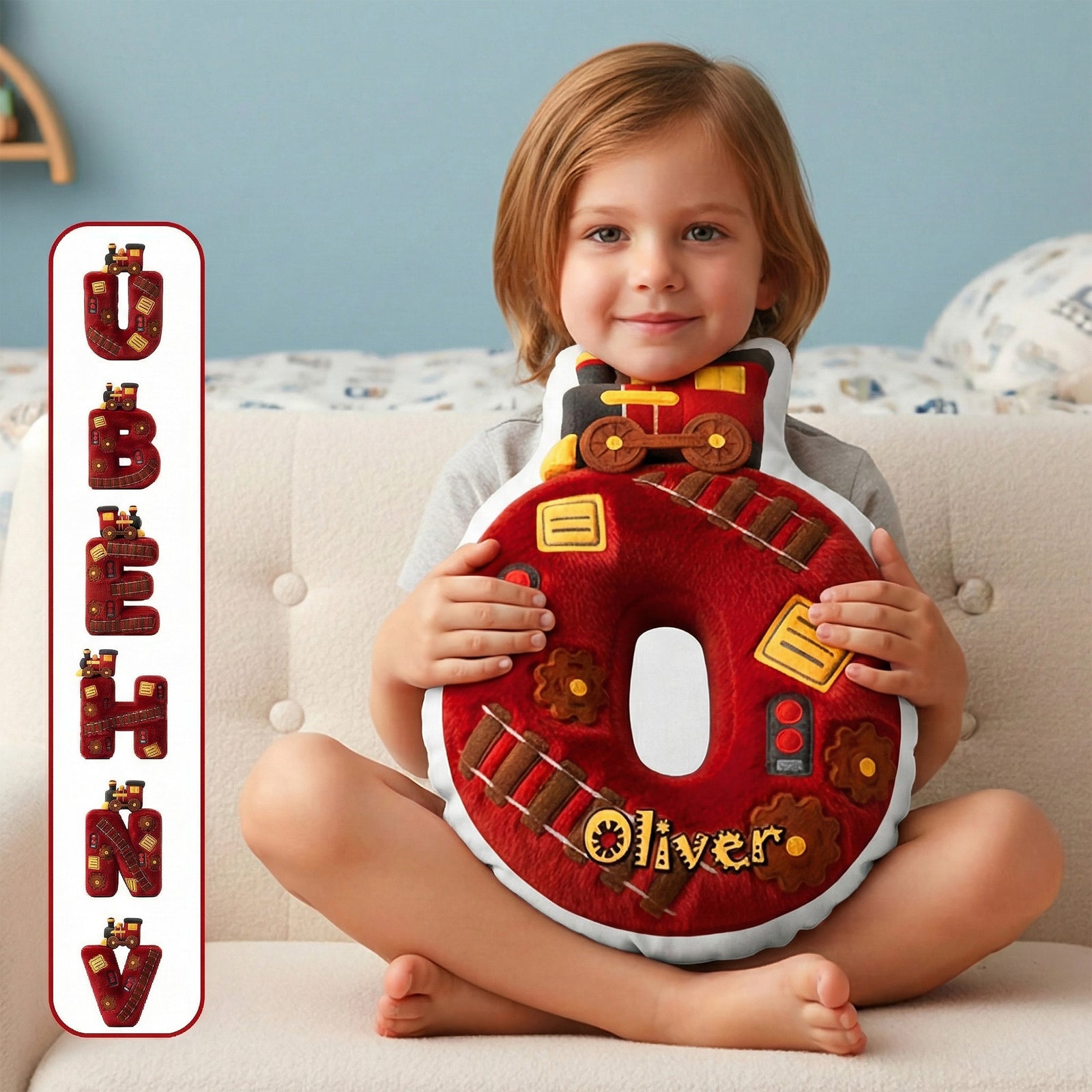 Train Initial Letter Custom Shaped Pillow - Personalized Gifts For Kids 04kimg151225