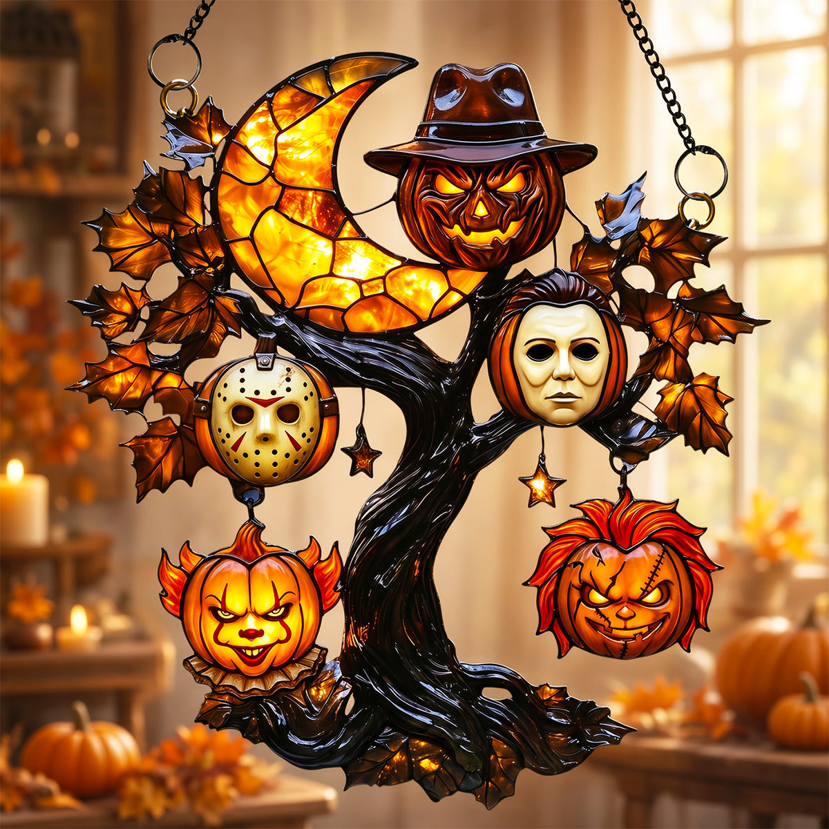 Spooky Halloween Pumpkin Tree Suncatcher Ornament 02PGDT200826
