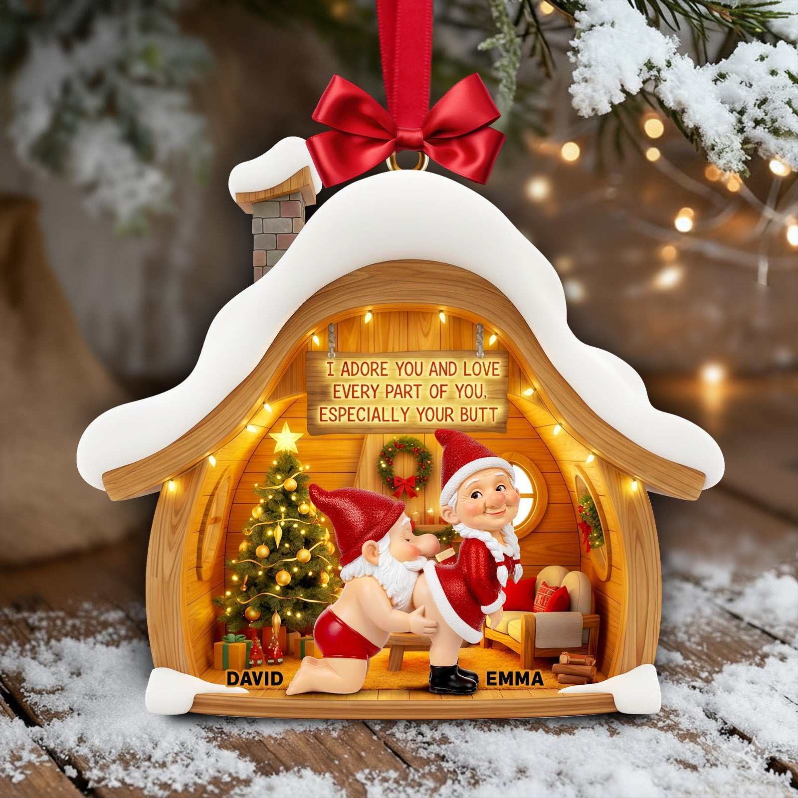 Gnome Couple Ornament - Personalized Gifts For Couple 06ohlu041125-Homacus