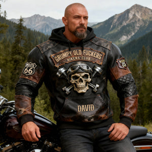 Vintage Biker Skull Hoodie - Personalized Gift For Bikers 05NALU230126