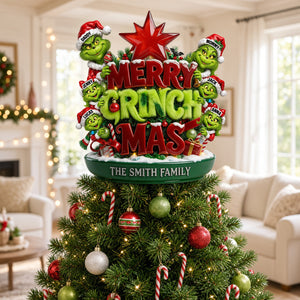 Grouchy Mischief Family Tree Topper - Personalized Christmas Gifts For Family 02totn120926
