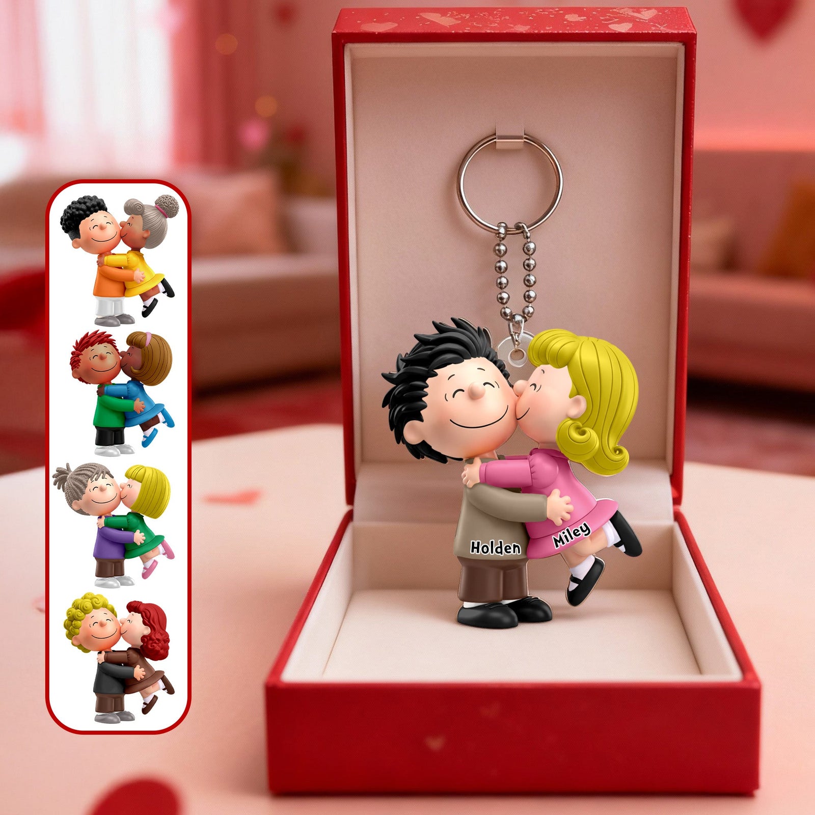 Cute Kissing Couple Acrylic Keychain - Personalized Gifts For Couples 06OHMG190126