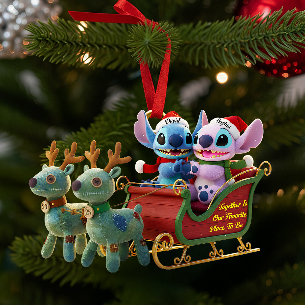 Couple Christmas Sleigh Christmas Ornament Personalized Gifts For Couple 03TGDT240925