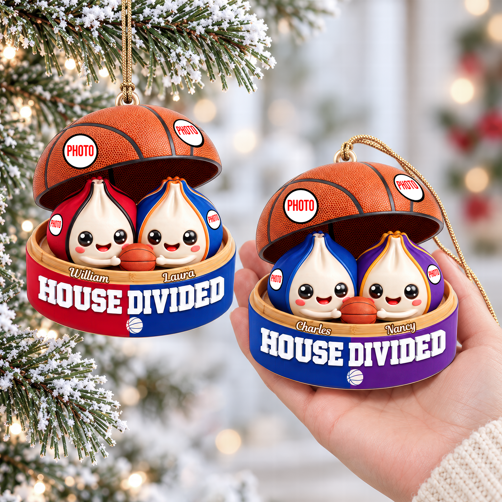 House United Dumpling Couple Ornament - Personalized Gifts For Sport Lover Couple Christmas Ornament 04HUQN131026