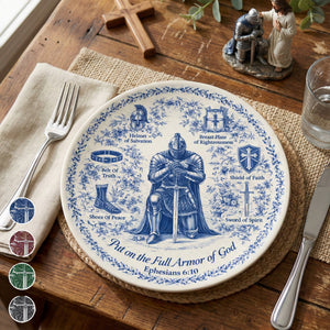 Kneeling Knight Round Ceramic Plate - Personalized Gifts For Christians 02humg130126