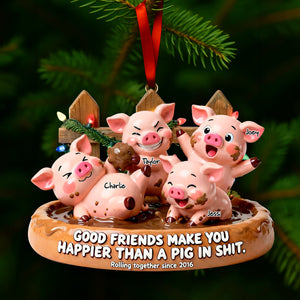 Happy Silly Pig Friends Ornament - Personalized Gifts For Friends 01QHLU231125