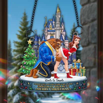 Cheeky Kiss Couple Suncatcher - Personalized Chritsmas Gift For Couples 07OHLU170925