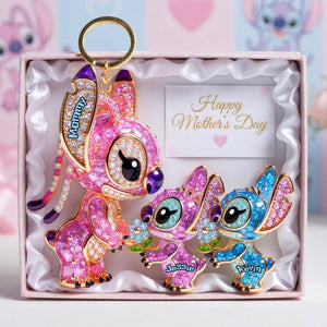 Alien Mom and Kids Keychain - Personalized Gifts For Mother's Day 01ohta160326