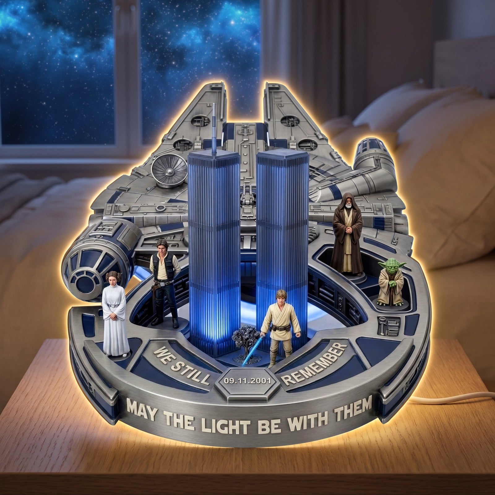 Sci Fi Space Memorial Statue Acrylic Light Box - Personalized Gifts 03haqn270726
