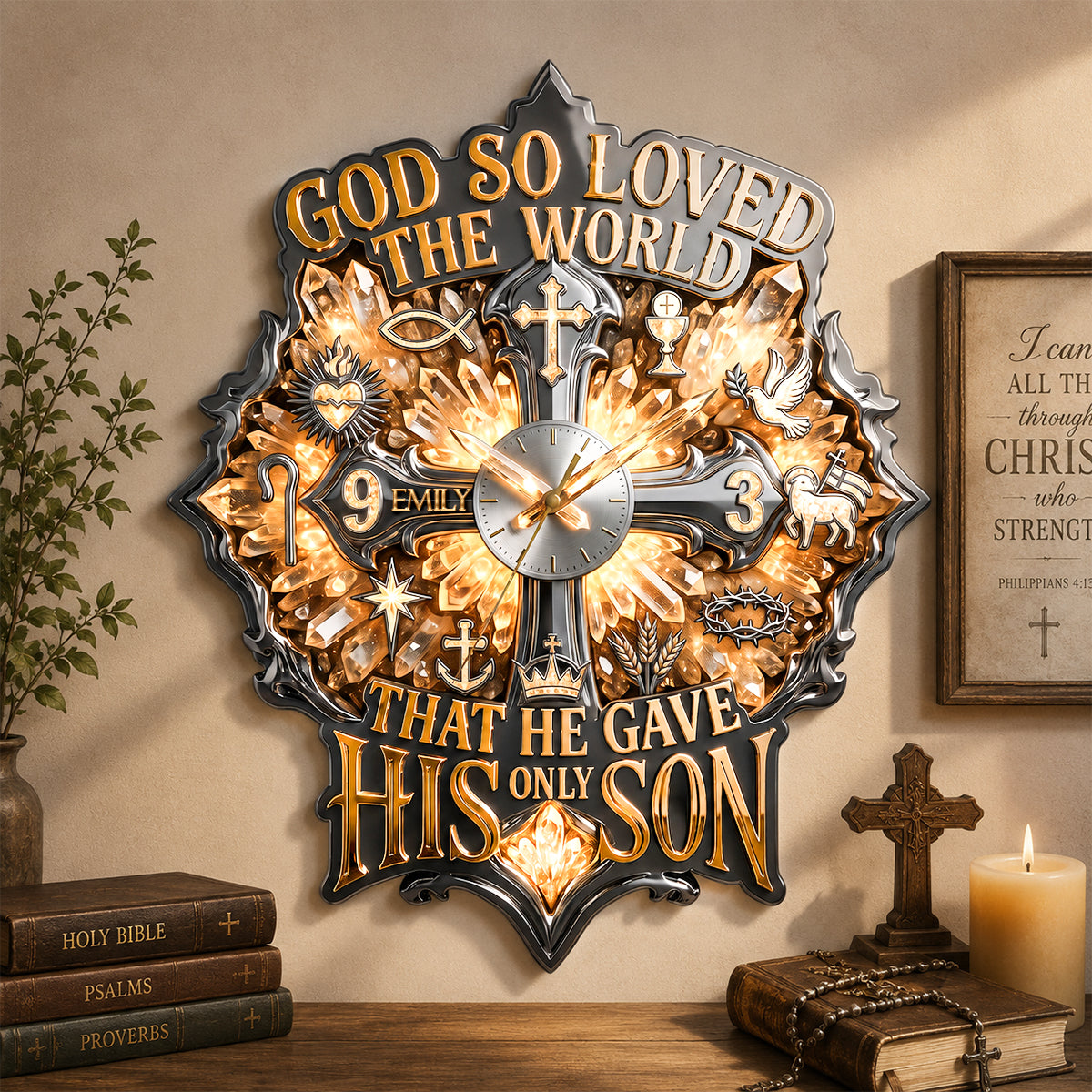 Faith & Grace Acrylic Wall Hanging Clock - Personalized Gifts For Christian 05qhdh230726