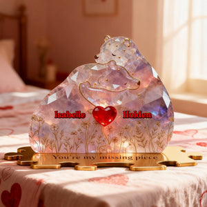 Romantic Bear Couple Acrylic Plaque - Personalized Gifts For Couples 02tgmg090126