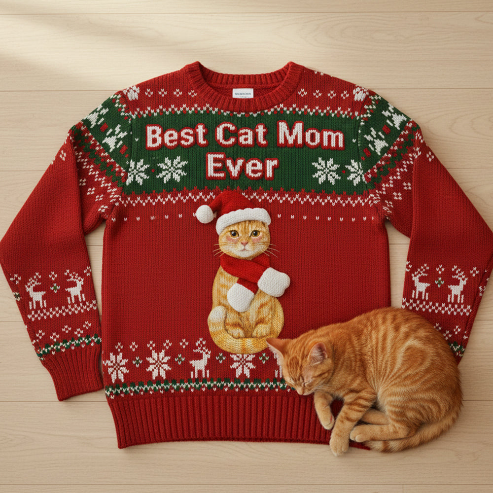 Best Cat Mom Custom Photo Gifts For Cat Lovers Ugly Sweater 03natn171025