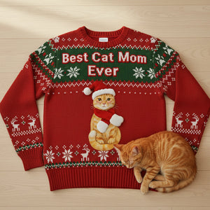 Best Cat Mom Custom Photo Gifts For Cat Lovers Ugly Sweater 03natn171025