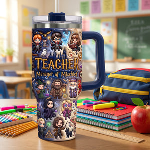 Fancy Teacher 40oz Tumbler With Handle, Personalized Gifts For Teacher 03qhdt230726