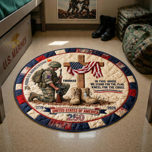 Proud Military House Quilted Round Rug - Personalized Gifts For Veterans 03qhlu140326