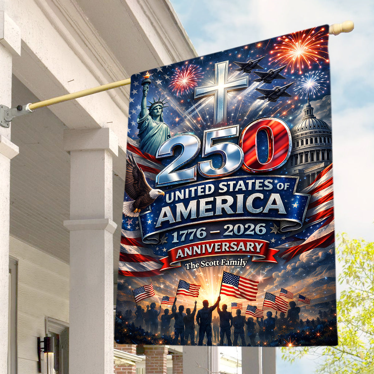 USA 250th Anniversary House Flag - Personalized Gifts For Patriots 03hudt260226