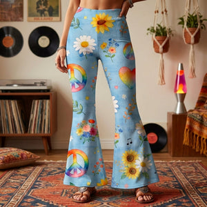 Hippie Peace Flare Leggings - Gifts For Hippie Lovers 05PGLU200326