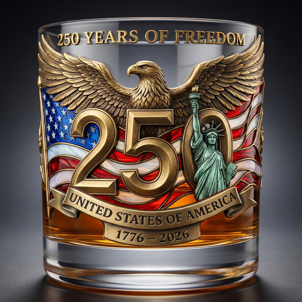 250 Years Of Freedom Anniversary 11oz Round Glass - Personalized Gifts For Patriots 05patn110226