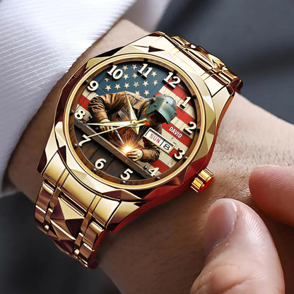 Personalized Christmas Gifts For Welder Stainless Steel Men's Watch 01hutn250725