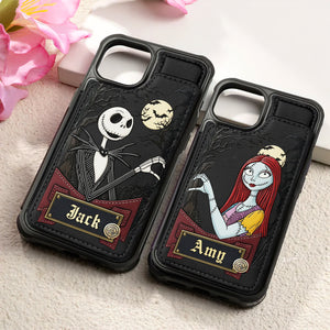 Moonlit Couple Leather Phone Case Personalized Gifts For Couple 02NADT190825