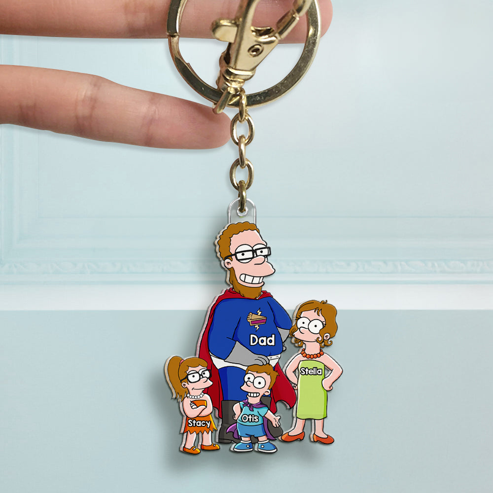 Funny Dad & His Little Ones Acrylic Keychain - Personalized Gifts For Father 01QHHU160525PA-Homacus