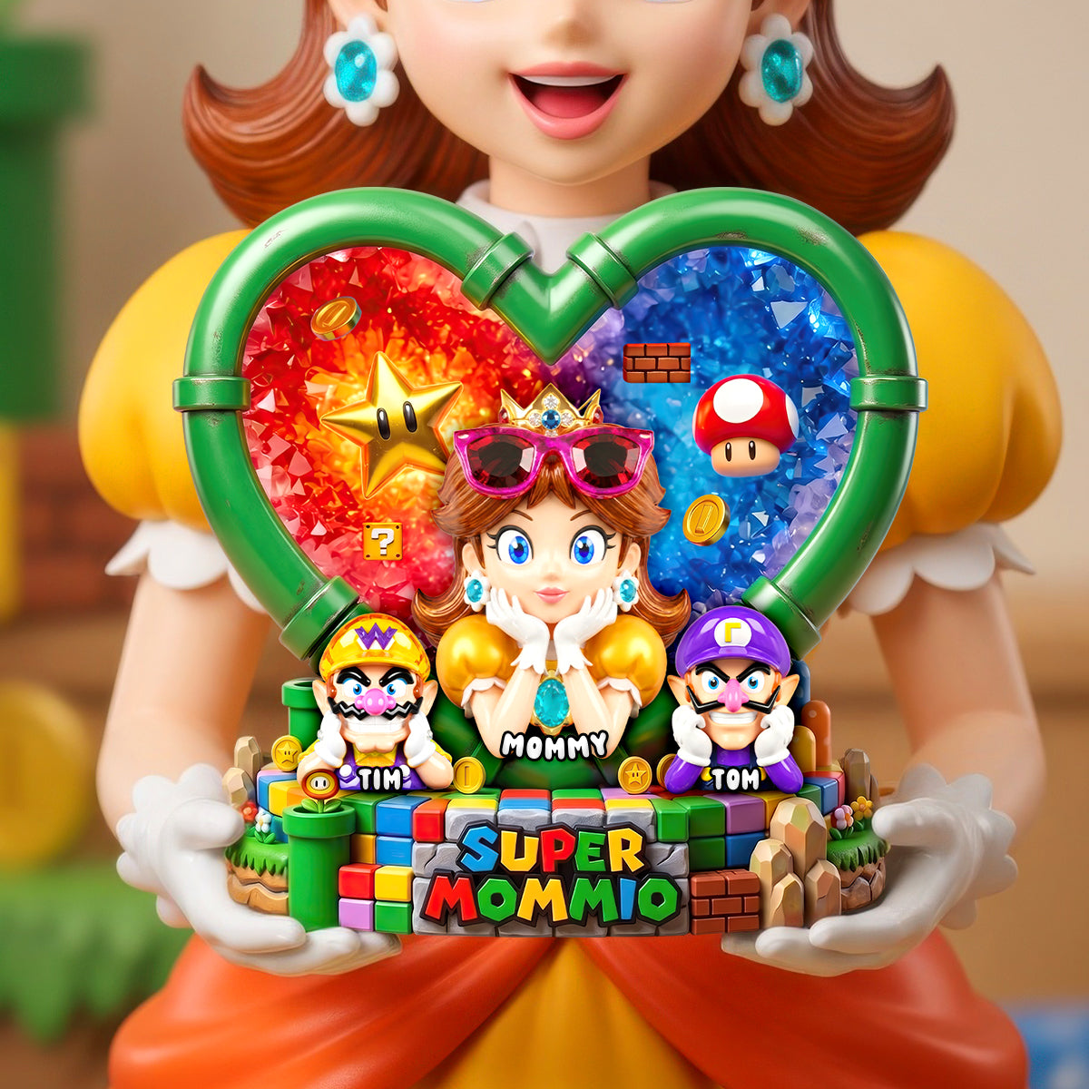 Heart Shape Retro Game Mom Acrylic Plaque - Personalized Gifts For Mother's Day Plaque 03HUDH170426