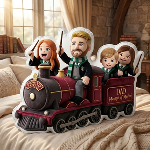 Fantasy Locomotive Trip With Dad Shaped Pillow - Personalized Gifts For Dads 04QHLU140526