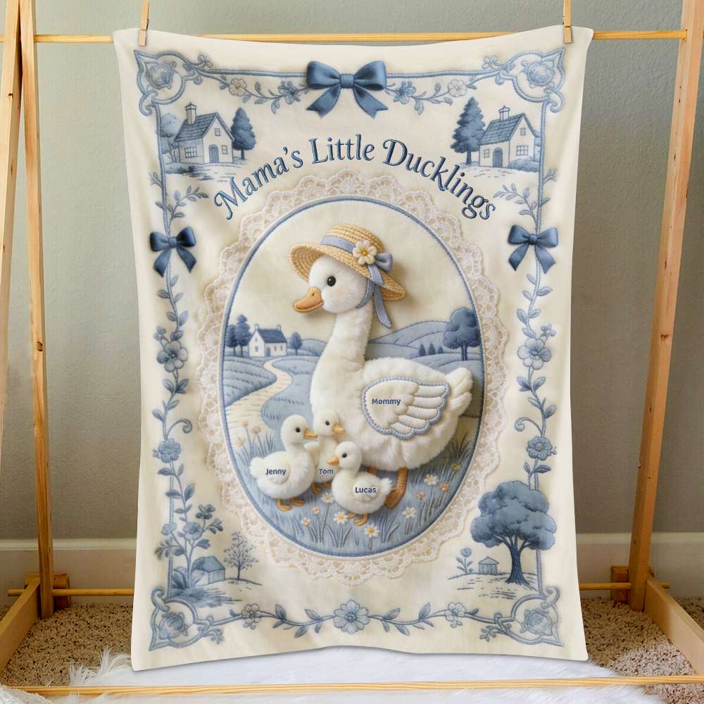 Mama's Little Ducklings Blanket - Personalized Gifts For Mom 03PGTN170326