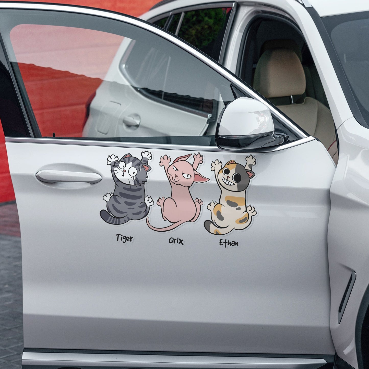 Personalized Gifts For Cat Lovers Car Decal, Funny Cat Hanging Climbing 03qhtn080724-Homacus