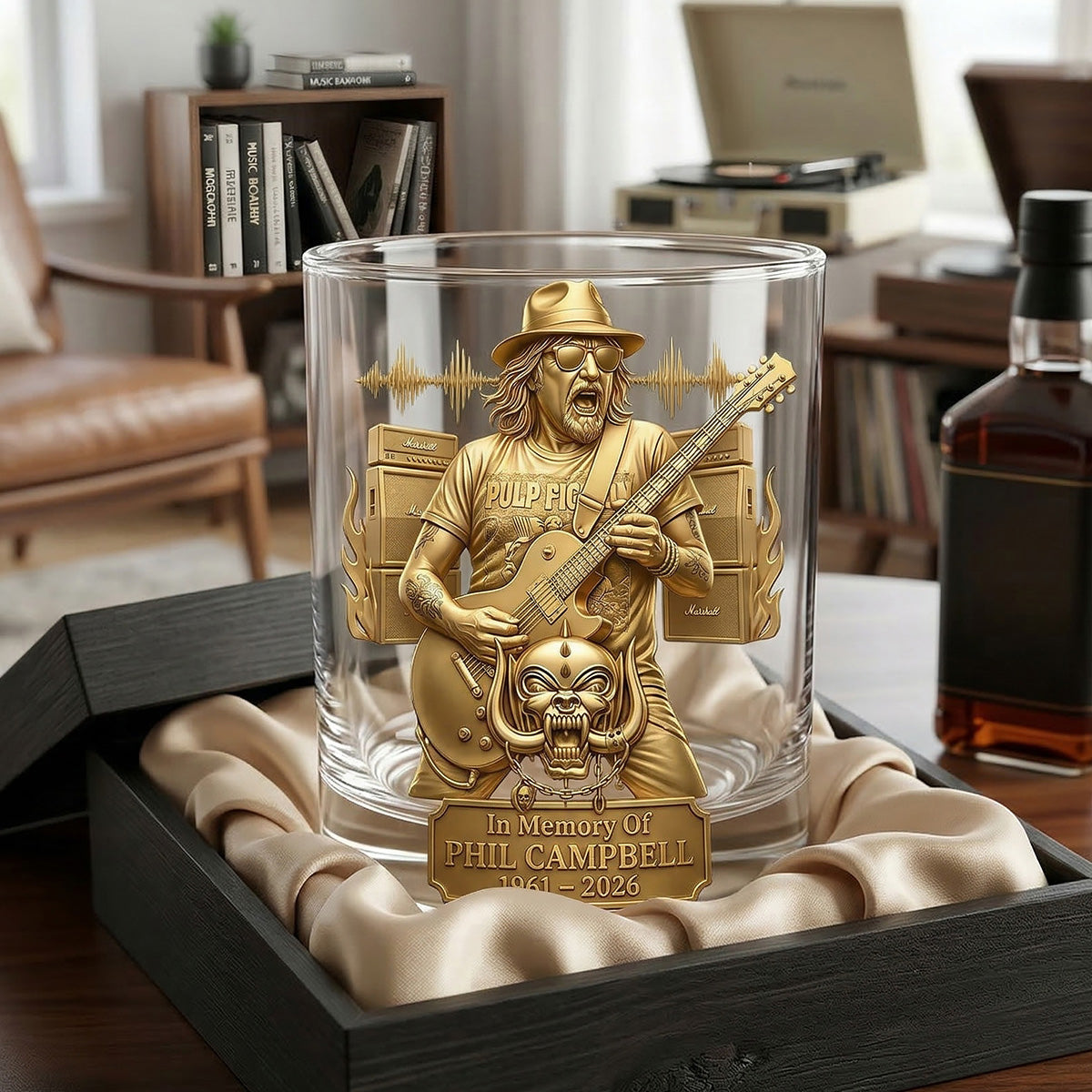 In Memory Rock Guitarist Round Glass - Gifts For Music Lover Drinking Glass 01NAMG180326