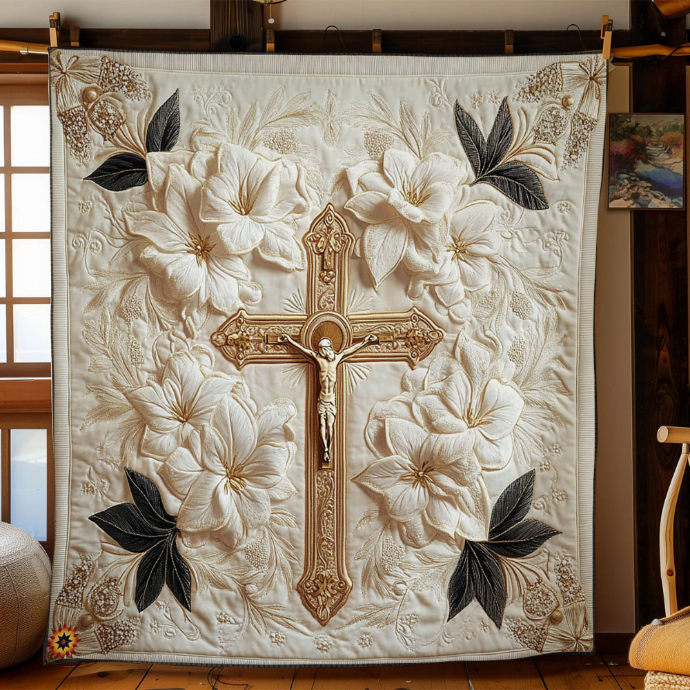 White Flower And Cross Blanket 04acxd150425
