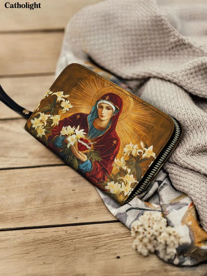 Catholight  The Lily Of Purity Leather Wallet Purse