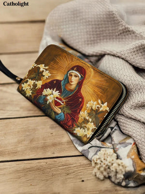 Catholight  The Lily Of Purity Leather Wallet Purse