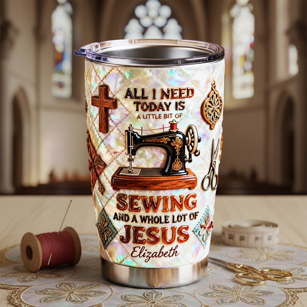 Sewing With Faith 20oz Tumbler - Personalized Gifts For Sewing Lovers 01pata291225