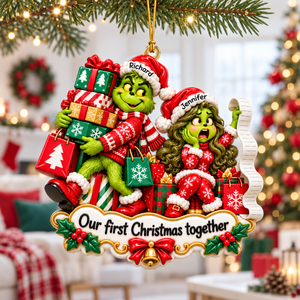 Bustling Couple Ornament - Personalized Gifts For Couple First Christmas Ornament 08TOQN161026