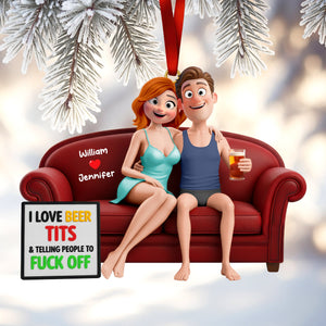Naughty Couple Christmas Ornament - Personalized Gifts For Couple 10kiqn151125