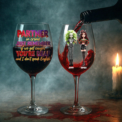 Spooky Dolls Personalized Halloween Gifts For Drinking Lovers Besties Wine Glass 05natn250825