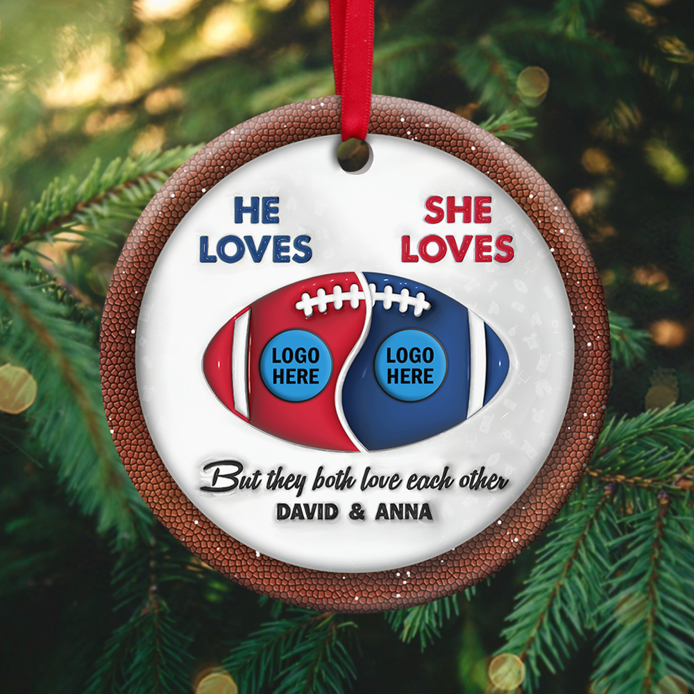 American Football Couple Ornaments With Custom Team Logo - House Divided 02hupu250924-Homacus