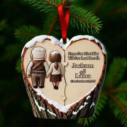 Holding Hands Old Couple Ornament - Personalized Christmas Anniversary Gifts For Couple 01OHLU110825