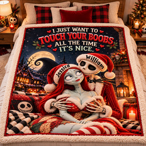 Cheeky Horror Couple Blanket - Personalized Gifts For Couple Christmas Blanket 02NALU121026