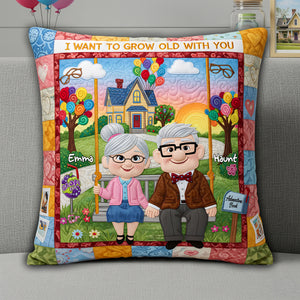 Growing Old Couple Square Pillow - Personalized Gifts For Couple 04OHLU190625