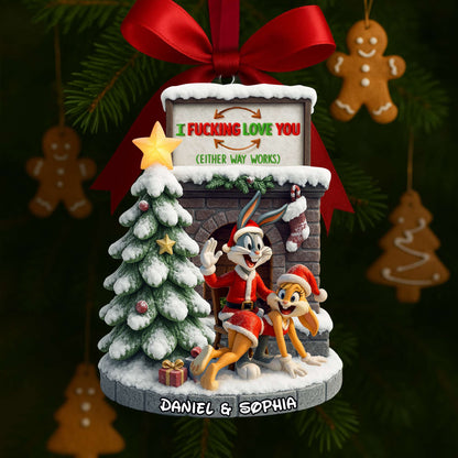 Playful Cartoon Couple Ornament - Personalized Christmas Gifts For Couple 06OHLU280825