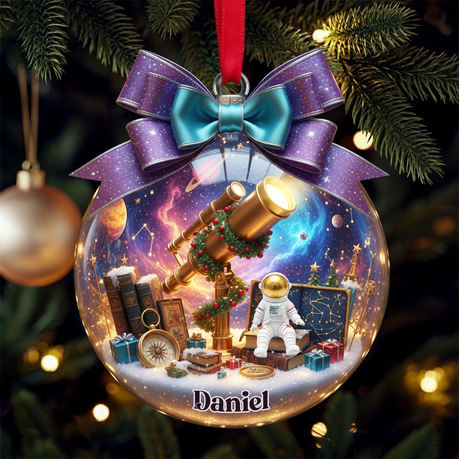 Telescope Night Sky Ornament - Personalized Gifts For Astronomy Lovers 05PALU071025