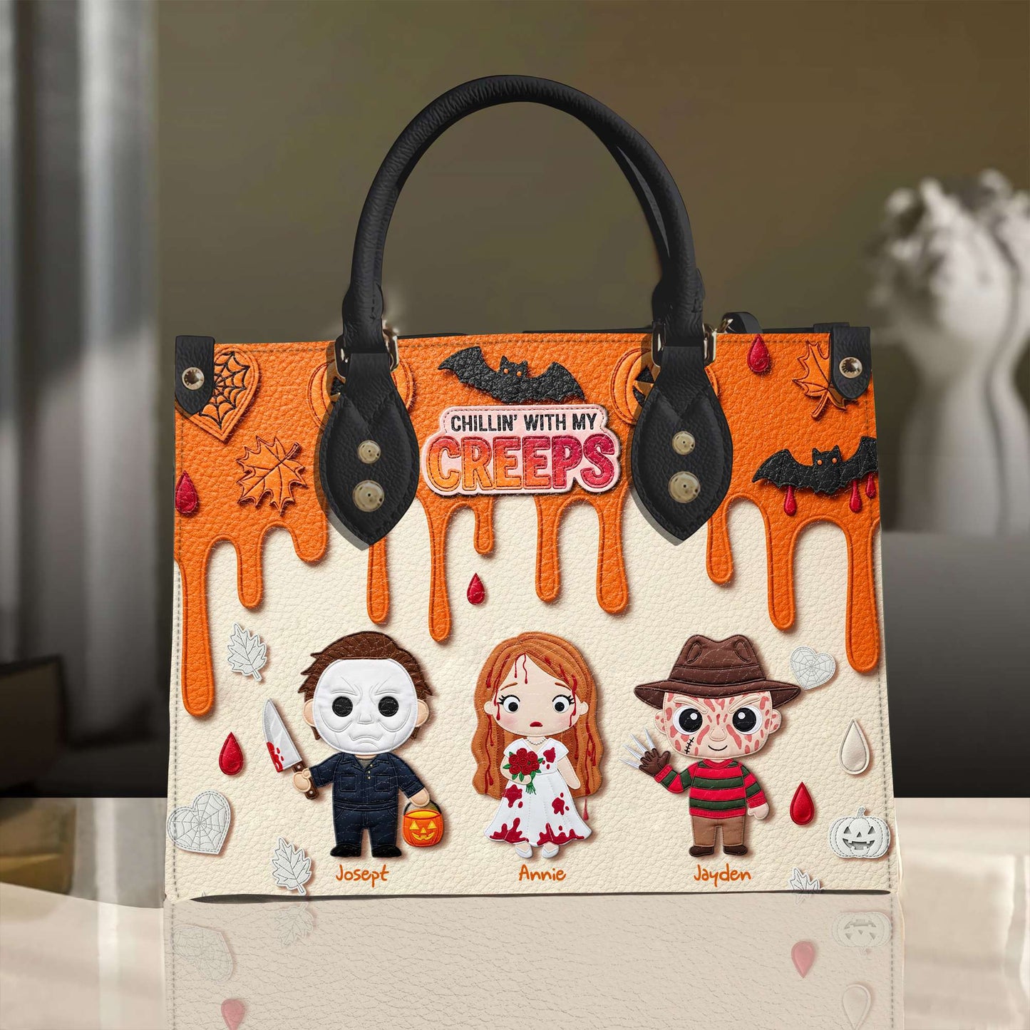 Cute Halloween Creep Leather Bag - Personalized Gift For Mom & Grandma 02QHLU200825