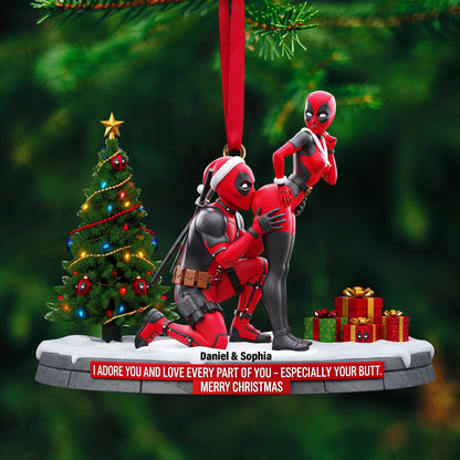 Funny Red Masked Couple Ornament - Personalized Gifts For Couple 03ohlu150925