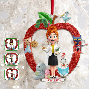 Teacher Apple Ornament - Personalized Gifts For Teacher Christmas Ornament 03NAMG061025